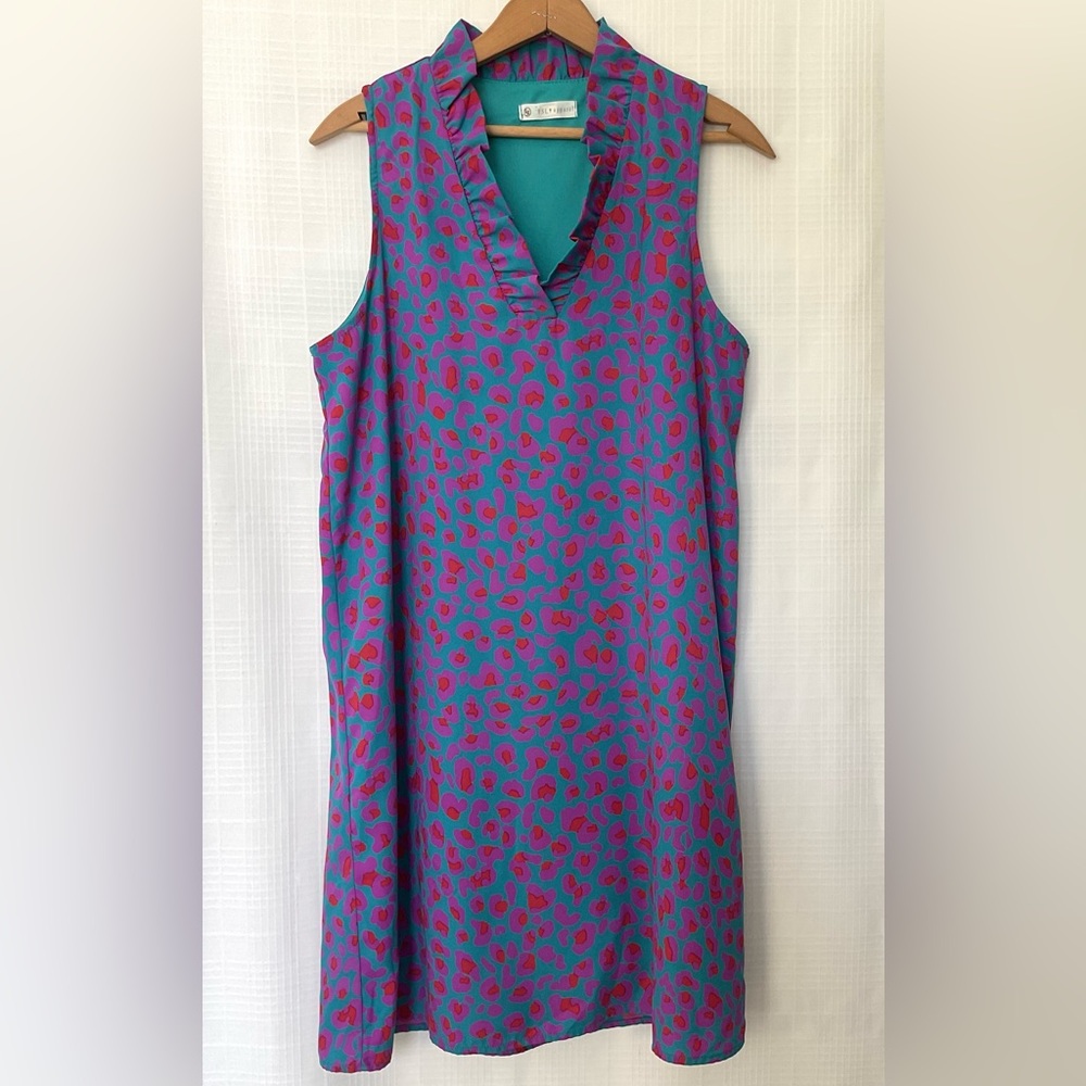FSL Sleeveless Teal, Pink purple dress with Abstract animal Print